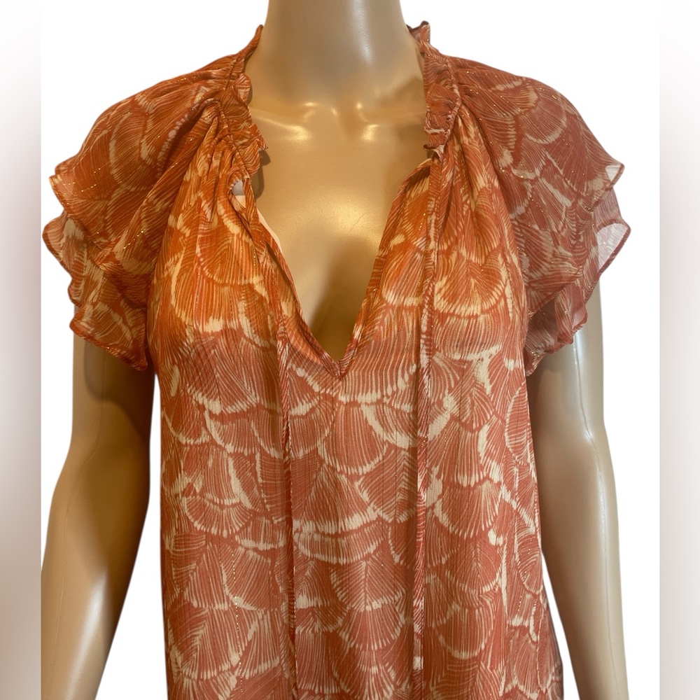 Lavender Brown Women's rust multi Patterned Top s… - image 2